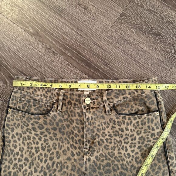 Frame Women's Le Skinny de Jeanne Leopard Jean Side Seam Piping - Picture 6 of 7